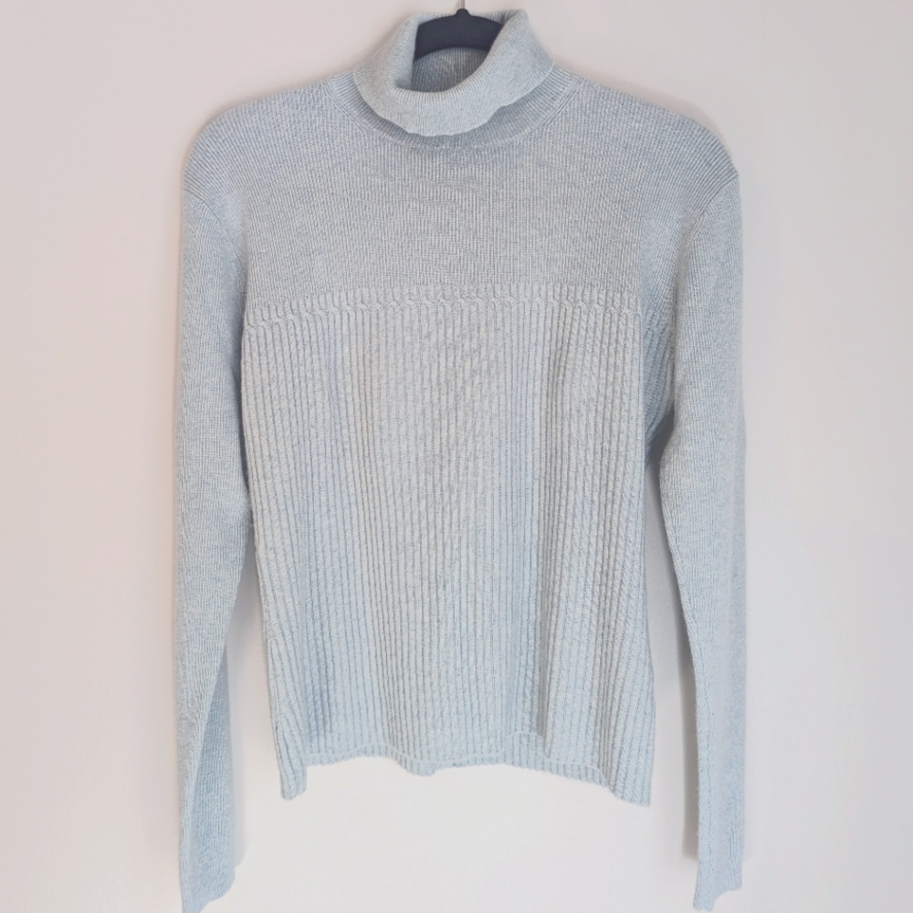 Evan Picone Sky Blue/ Light Blue Cashmere Blend Turtleneck